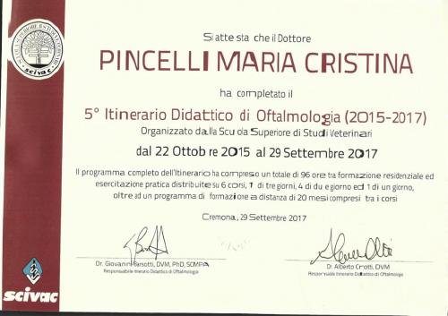 attestato ITINERARIO oftalmologia 2015-2017 PINCELLI