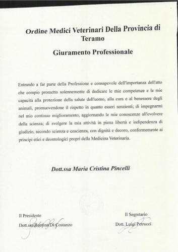 giuramento professionale MEDICO VETERINARIO TERAMO